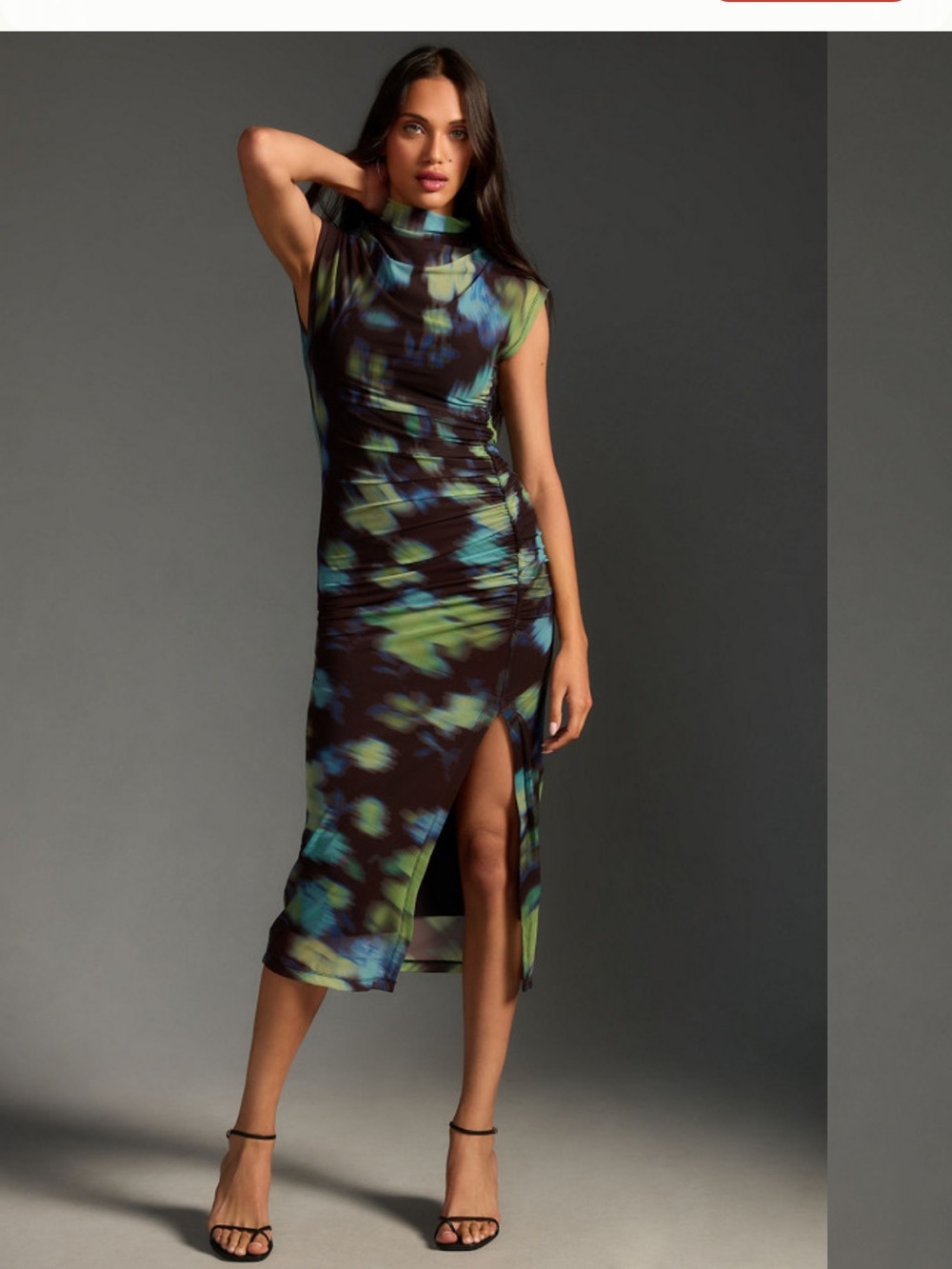 Anthropologie Maya Cowl Neck Ruched Abstract Print Dress M